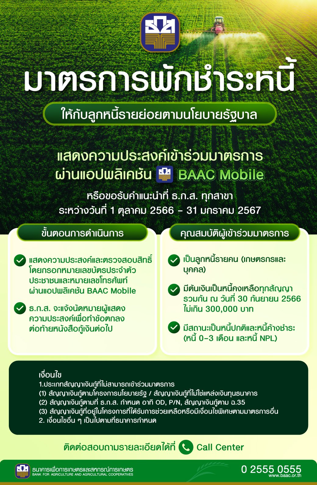 เริ่ม 1 ต.ค.นี้ พักหนี้เกษตรกรรายย่อย 2.7 ล้านคน