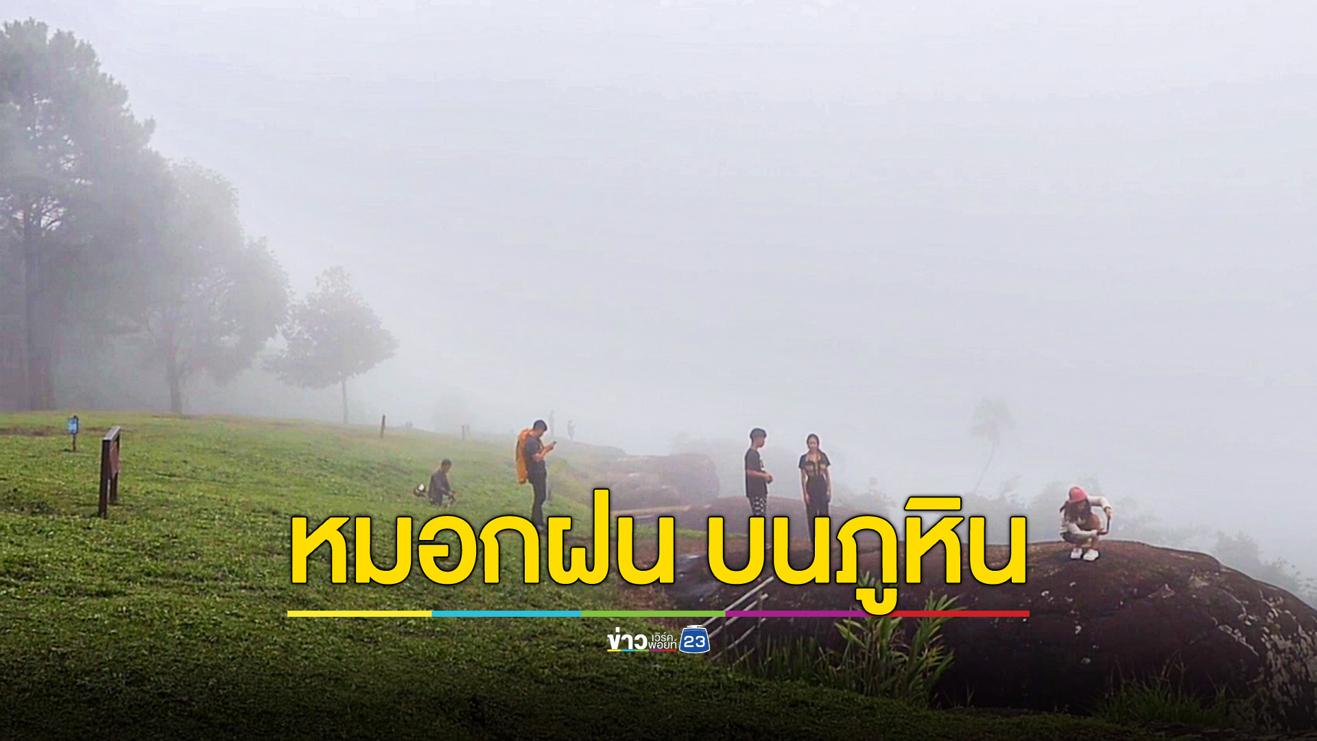 ชมหมอกฝนปกคลุมขาวโพลนสวยงาม บนภูหินร่องกล้า