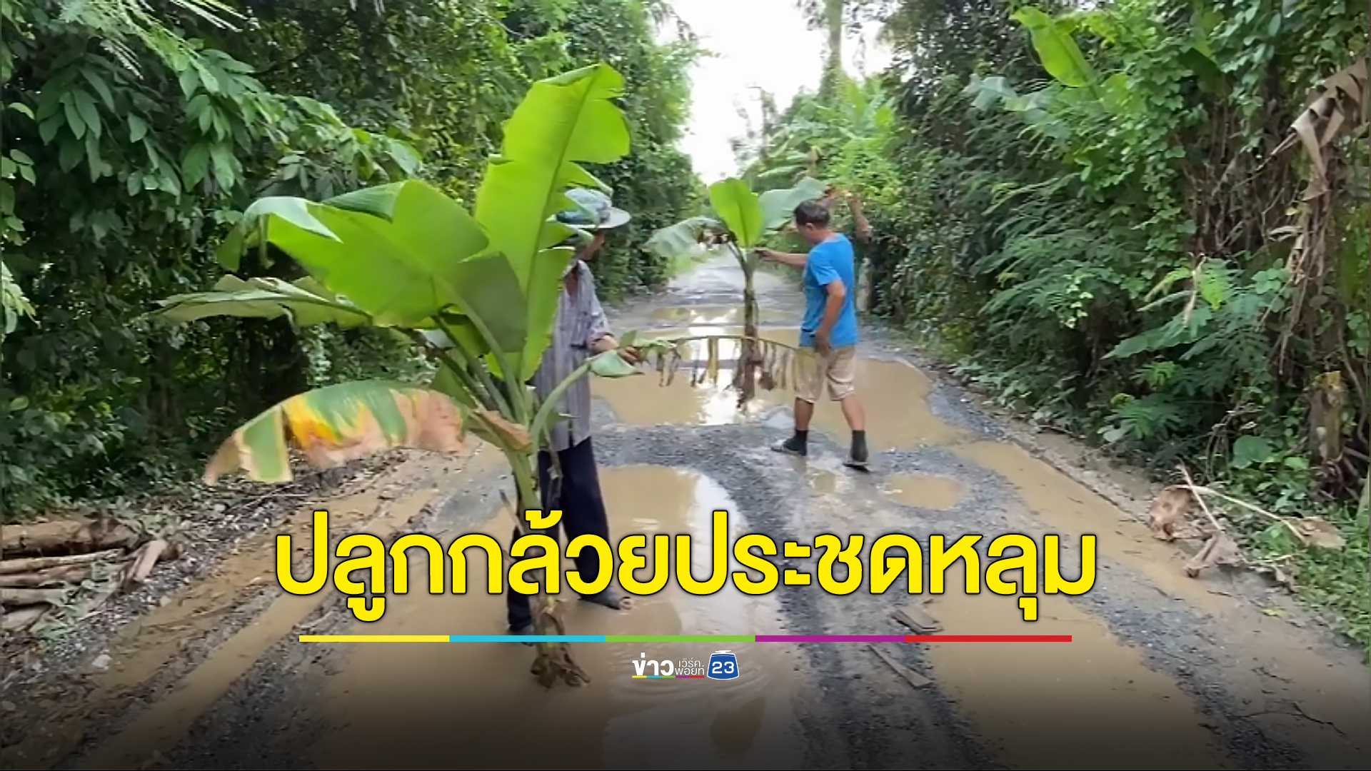 ทนมานาน 2 ปี ถนนเป็นหลุมแบบนี้ปลูกกล้วยดีกว่า