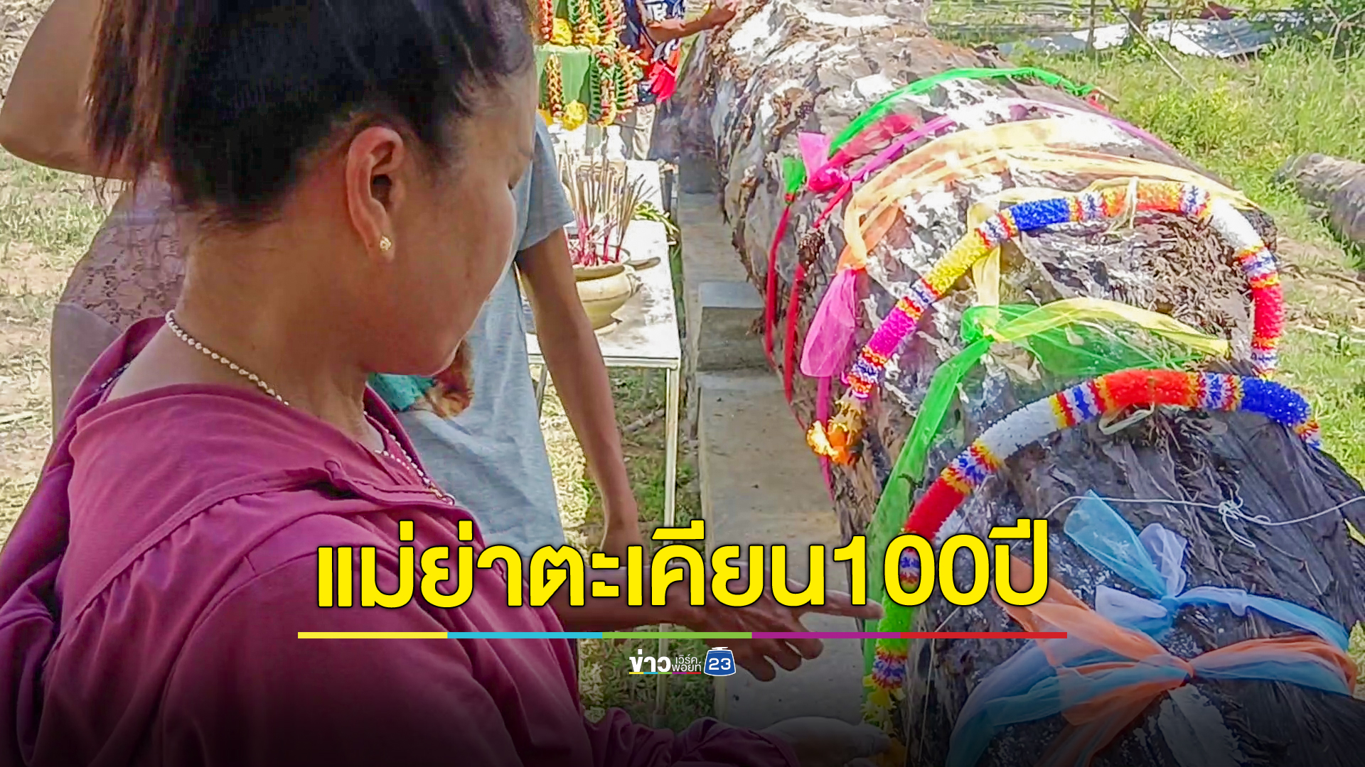 แห่ขอโชคลาภแม่ย่าตะเคียน 100 ปี ขุดพบกลางลำห้วย