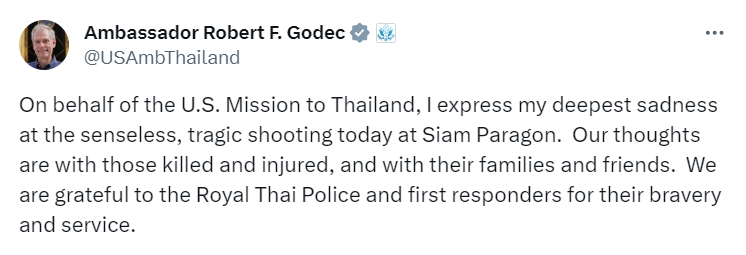 สถานทูตจีน - สหรัฐอเมริกา แถลงความเสียใจต่อเหตุกราดยิงในห้างดัง - ย้ำเร่งจัดการเหตุกราดยิงคนจีน