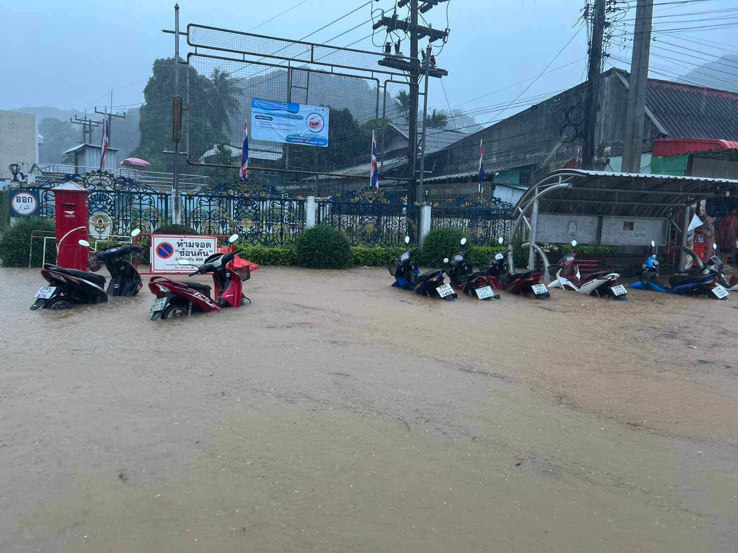 สายบุรีเจอฝนถล่มต่อเนื่อง! ถนนหน้า รพ.ยุพราช น้ำท่วมขังสูงตลอดทั้งเส้น เฝ้าระวังระดับน้ำอาจเปลี่ยนแปลง