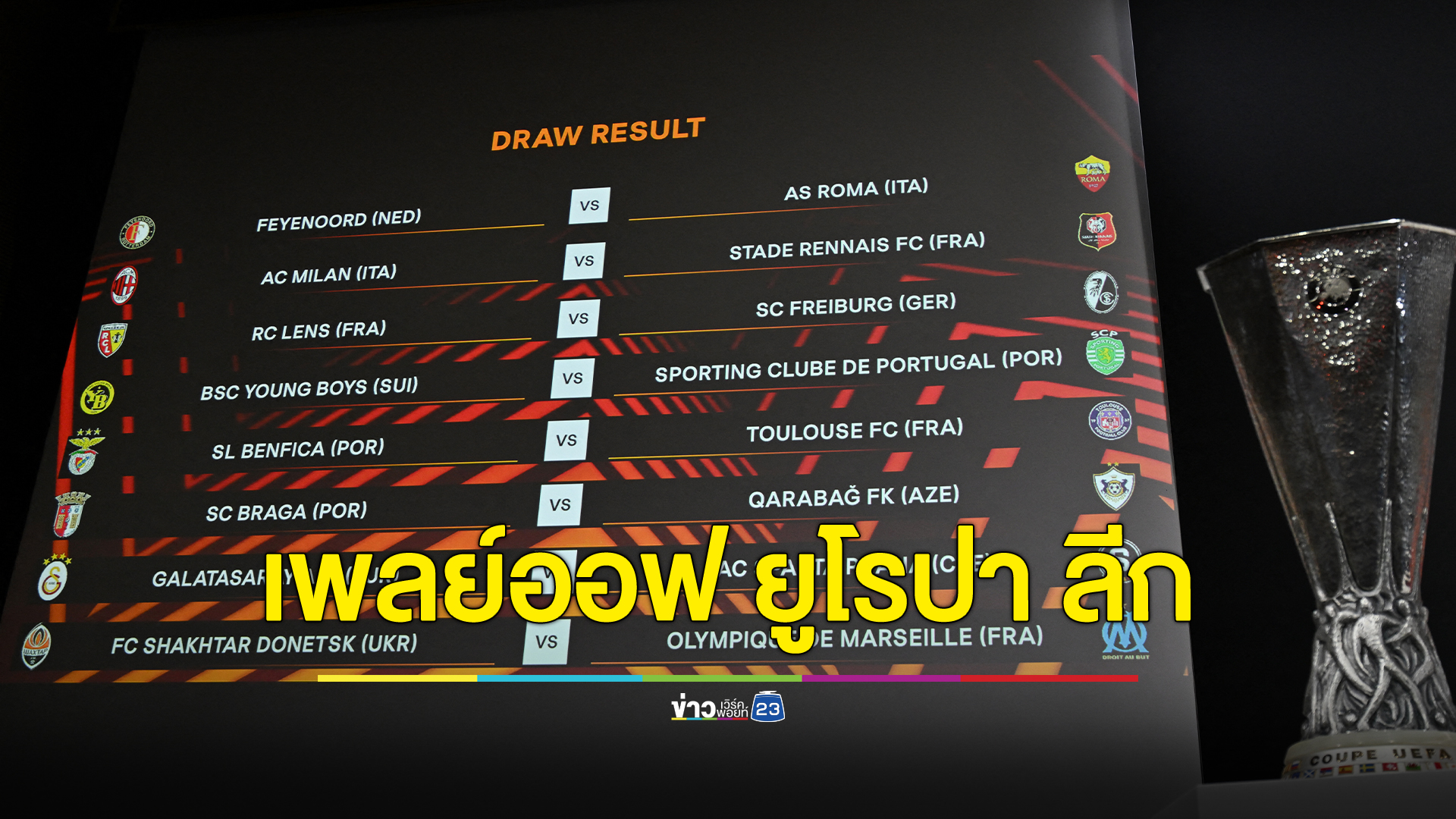 เช็กที่นี่! ผลประกบคู่รอบน็อกเอาต์เพลย์ออฟ ยูโรปา ลีก ฤดูกาล 2023/24