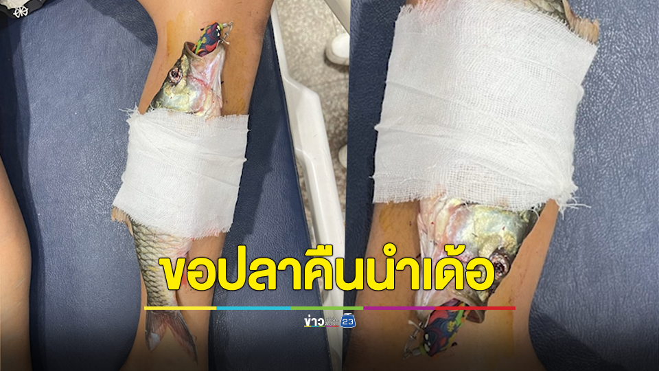 เอ็นดู! เด็กชาย 11 ปี ไปตกปลากับเพื่อน ปลากินเหยื่อดึงเบ็ดกลับอย่างแรง ปลาตัวโตลอยมาติดที่ขาตัวเองพร้อมกับถูกเบ็ด