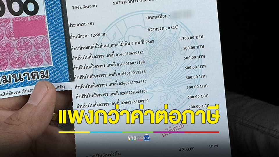 อ่วมแพงกว่าค่าต่อภาษี! ต่อภาษีรถยนต์ โดนพ่วงค่าปรับใบสั่งจราจรยาวเหยียด