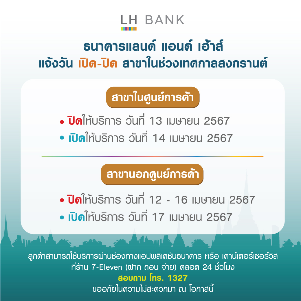 อัปเดต วันหยุด "ธนาคาร-ไปรษณีย์" ช่วงเทศกาลสงกรานต์ 2567