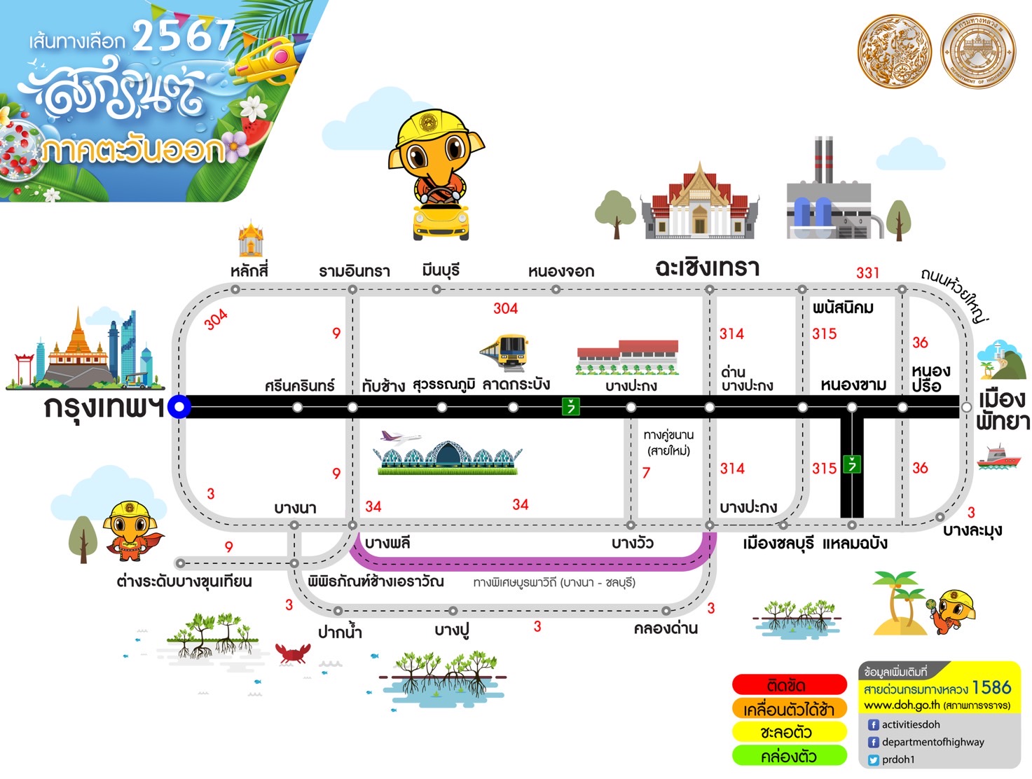 เช็กที่นี่ เส้นทางลัดเลี่ยงรถติดช่วงเทศกาลสงกรานต์ 11 - 17 เม.ย.นี้