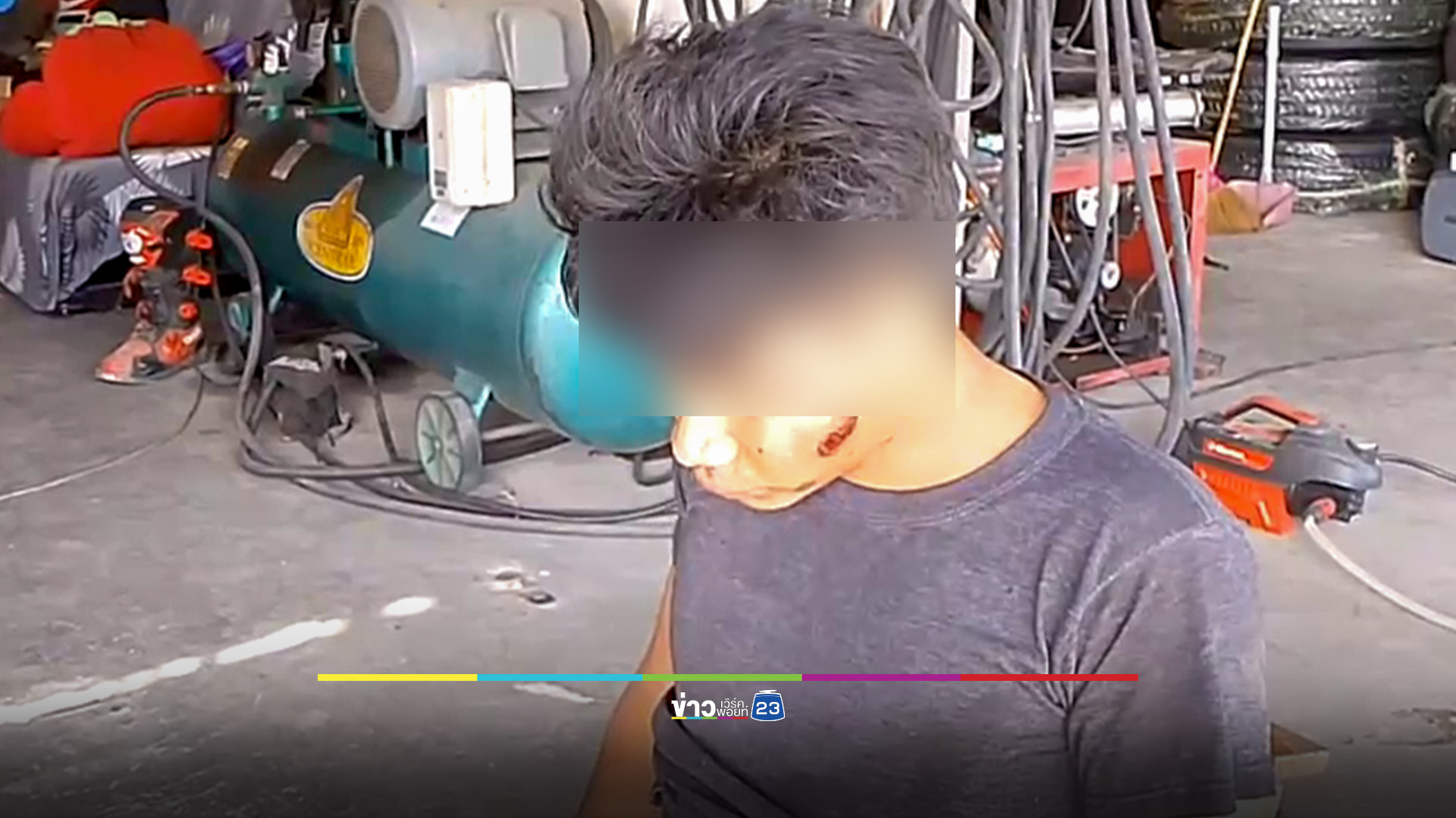 ยางรถหกล้อระเบิด หนุ่ม 17 ปีหวิดดับ