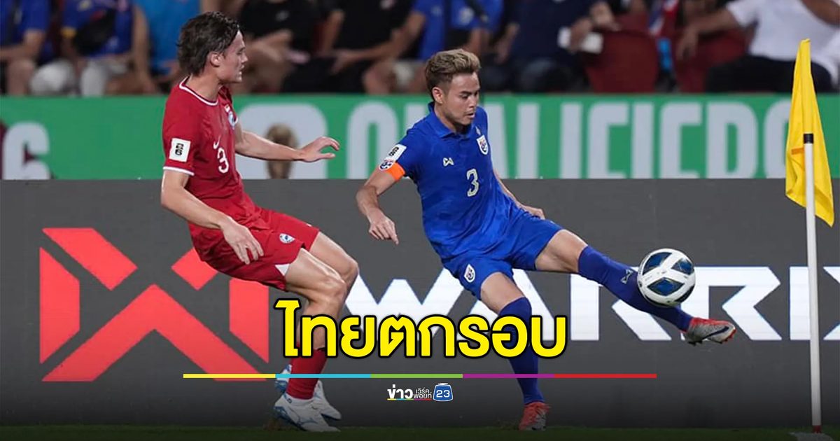 ไทยตกรอบคัดเลือกฟุตบอลโลก แม้ชนะสิงคโปร์ 3 - 1