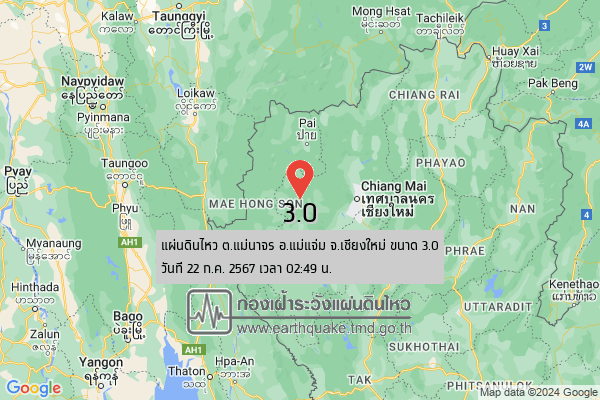 "แผ่นดินไหว"บุรีรัมย์ ขนาด 2.9 ลึก 1 กม.