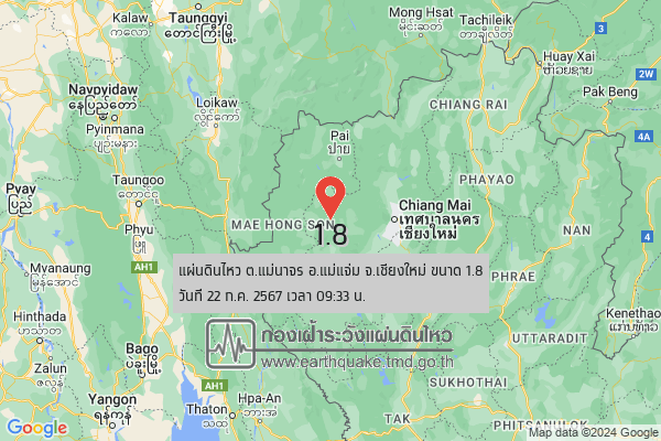 "แผ่นดินไหว"บุรีรัมย์ ขนาด 2.9 ลึก 1 กม.