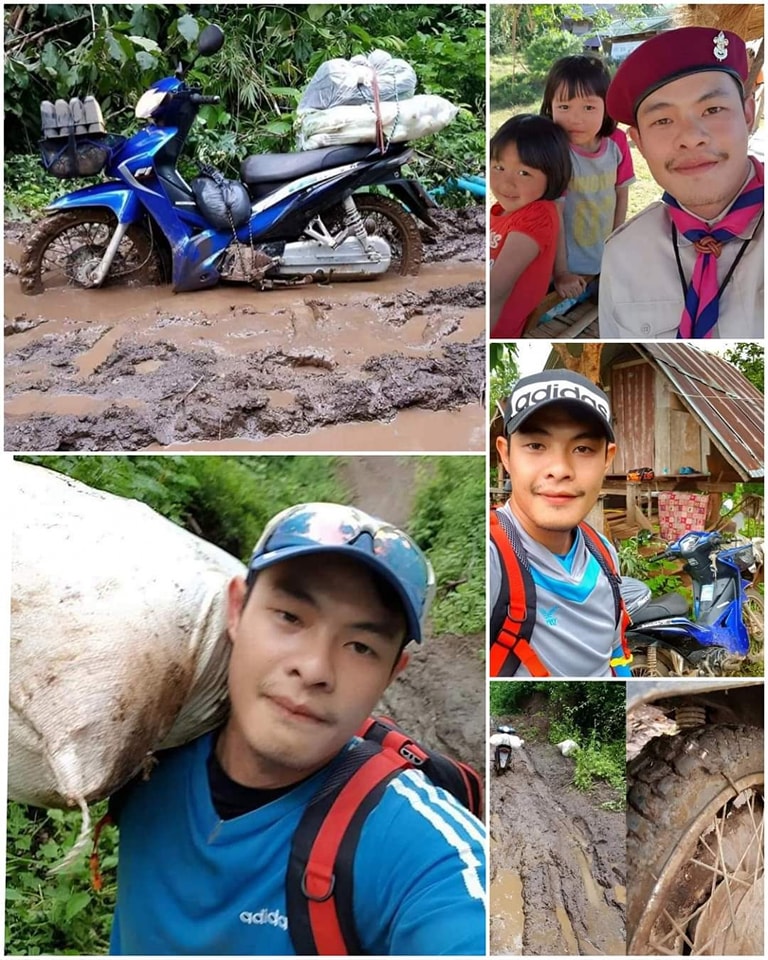 ชื่นชมและให้กำลังใจ! “ครูอ๋อ” ครูบนดอย รถติดหล่ม แบกกระสอบอาหารขึ้นบ่าลุยโคลน ไปให้นักเรียนได้อิ่มท้อง