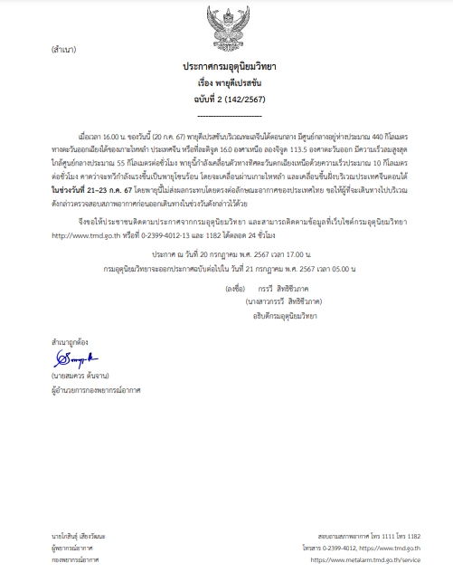 อุตุฯเตือนจับตา "พายุดีเปรสชัน" ทวีกำลังแรงเป็นพายุโซนร้อน "แคมี"