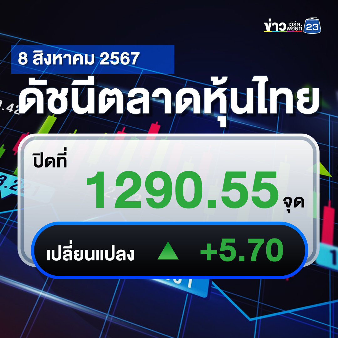 เช็กที่นี่!"ตลาดหุ้นไทย"วันนี้ ปิดตลาด +5.70 จุด