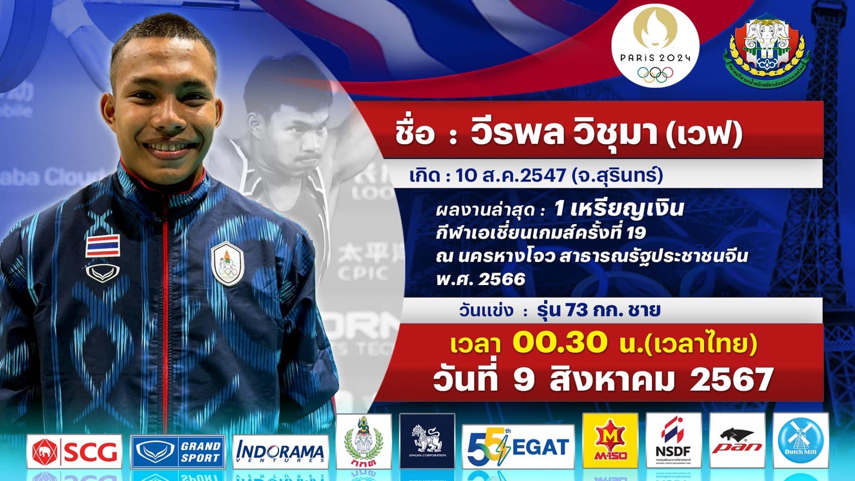ส่งแรงเชียร์“เจ้าเวฟ”วีระพล ยกเหล็กไทย ลุ้นเหรียญ อลป. คืนนี้