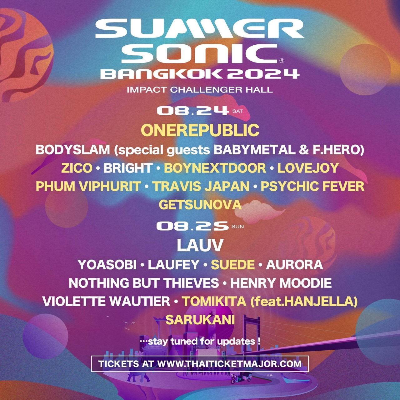 “SUMMER SONIC BANGKOK” เปิดรายชื่อศิลปินเสริมทัพความมันส์เพิ่ม!!! วงร็อกระดับโลก “ONEREPUBLIC” และ “SUEDE”