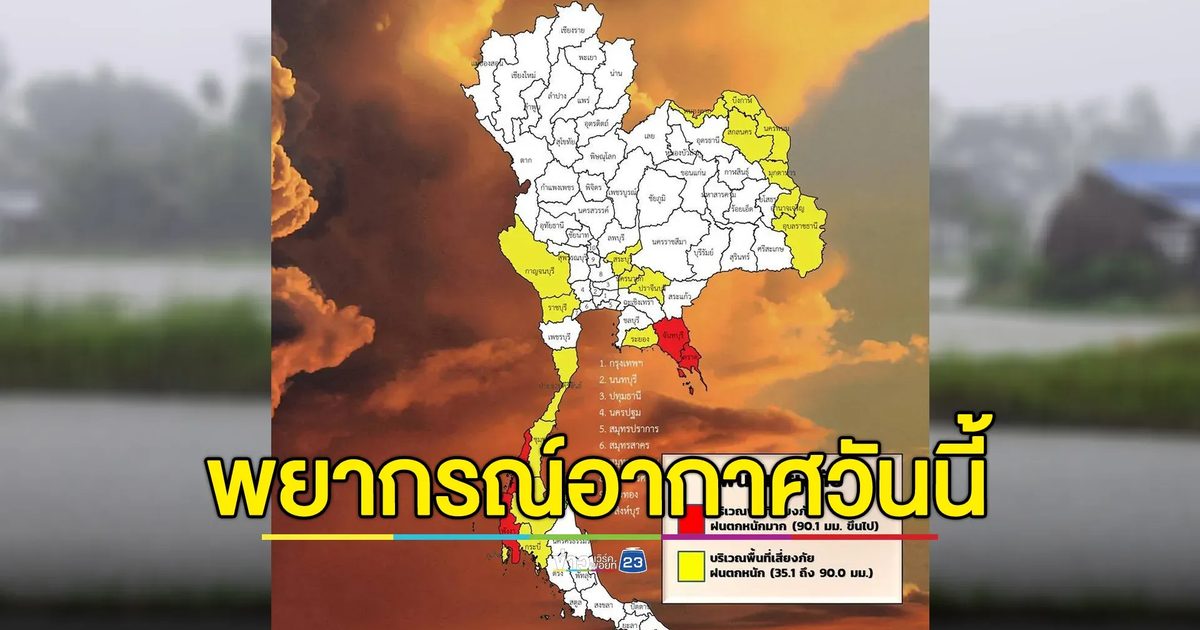 เช็ก"พยากรณ์อากาศวันนี้"อุตุฯ เตือนพื้นที่ฝนตกหนัก จับตาน้ำท่วมฉับพลัน