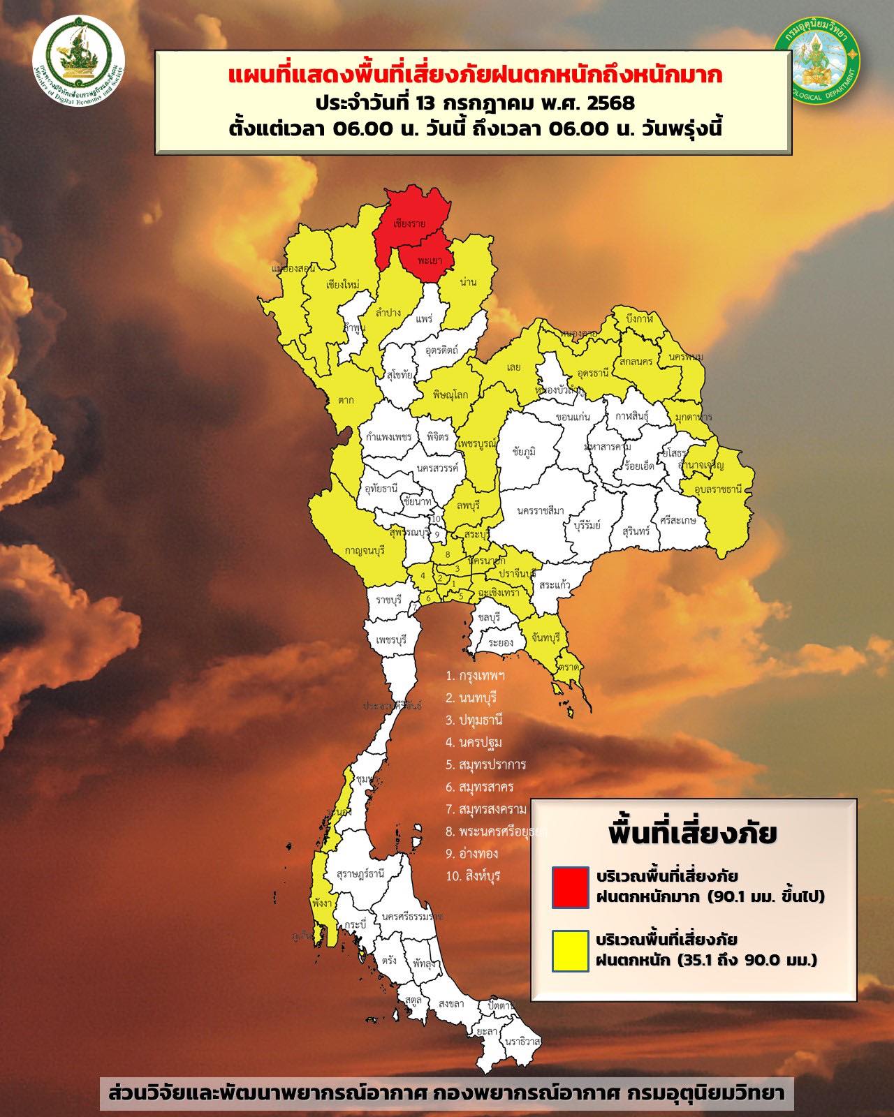 เช็กที่นี่! "พยากรณ์อากาศวันนี้" ฝนจ่อถล่ม 39 จังหวัด