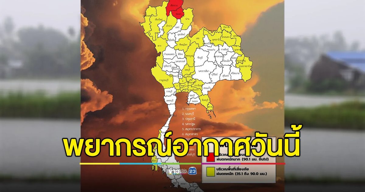เช็กที่นี่! "พยากรณ์อากาศวันนี้" ฝนจ่อถล่ม 39 จังหวัด