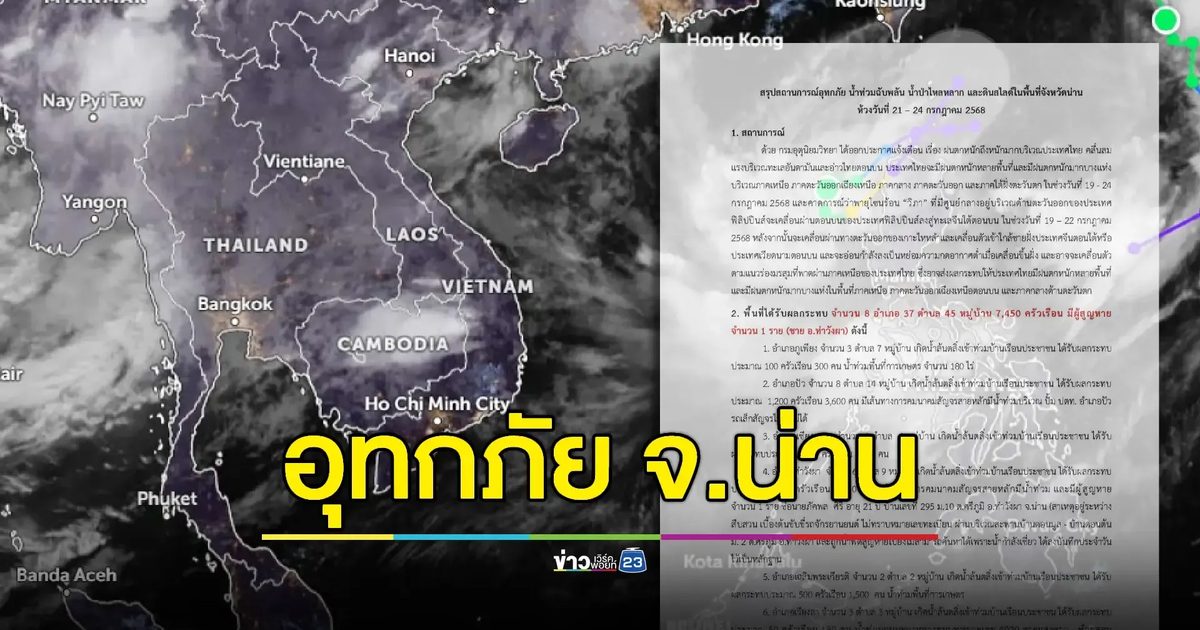 พายุ “วิภา” กระหน่ำเหนือ จ.น่านอ่วม - 8 อำเภอจมบาดาล สูญหาย 1 ราย – กระทบ 7,000 ครัวเรือน