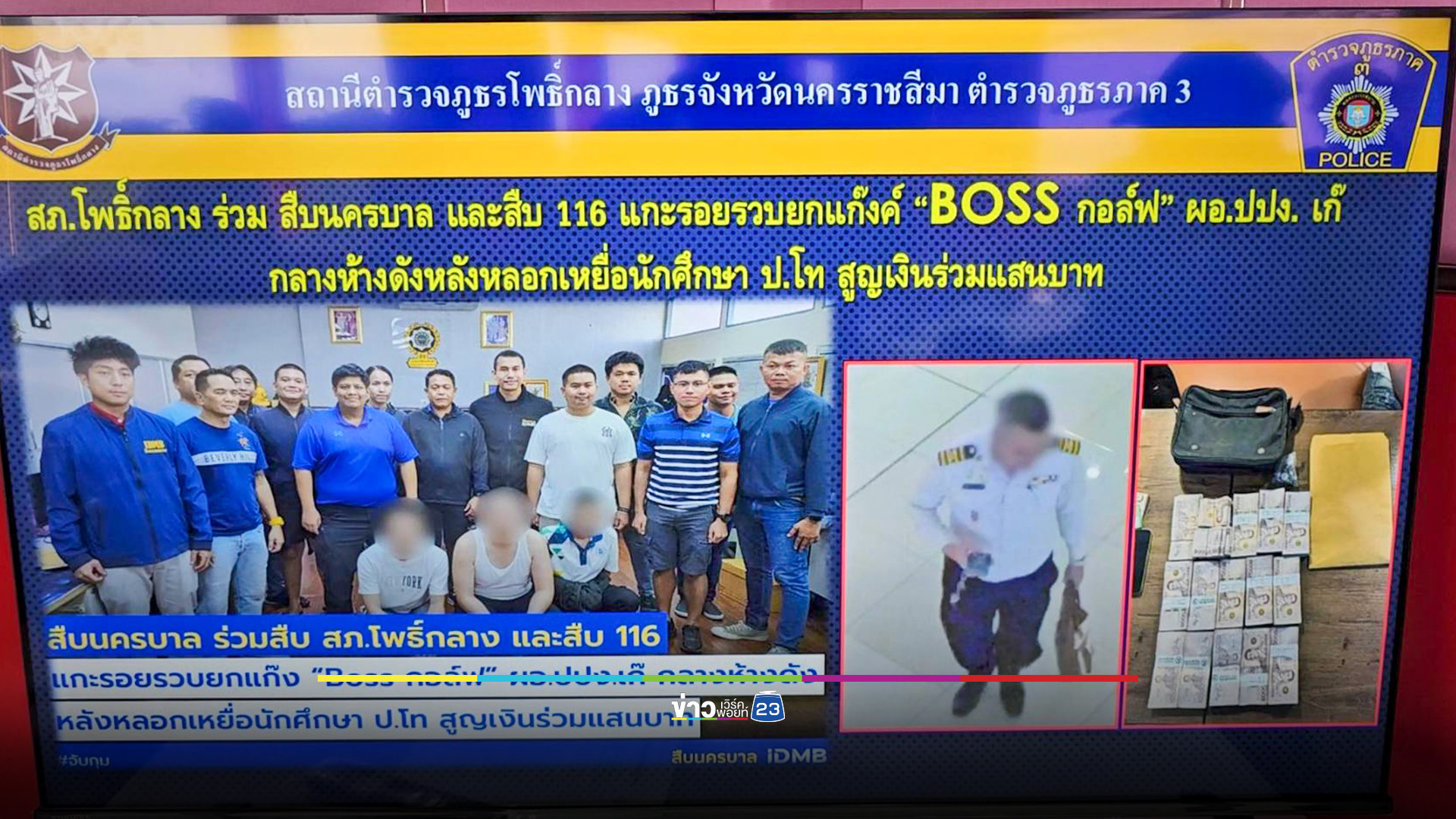 ตร.โคราช ทลายแก๊งสแกมเมอร์ อ้างเป็น ผอ.ปปง.หลอกนักศึกษา ป.เอก สูญเงินกว่า 2 แสนบาท