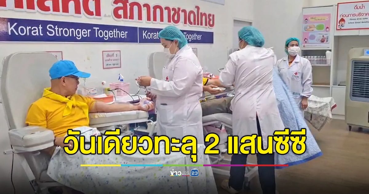ชาวโคราชร่วมใจบริจาคโลหิต วันเดียวได้ทะลุ 200,000 ซีซี