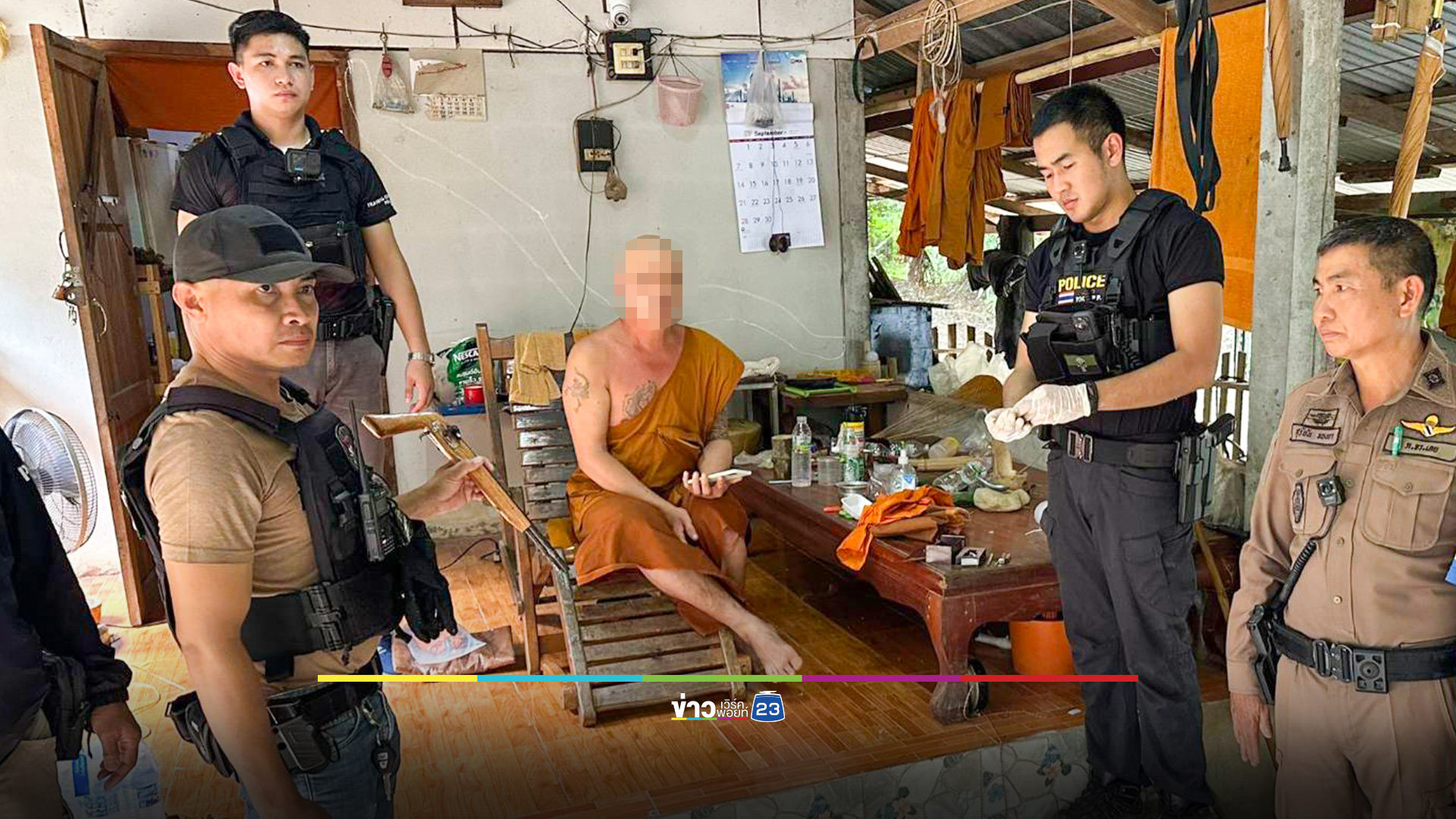 รวบพระลูกวัดเสพยาบ้า ซุกปืนในกุฏิ