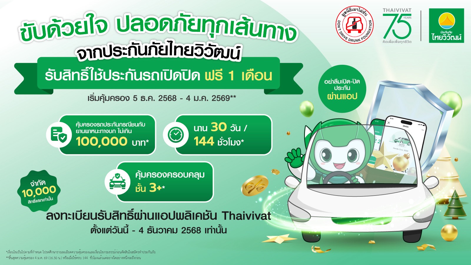‘ประกันภัยไทยวิวัฒน์’ ผนึก ‘มูลนิธิเมาไม่ขับ’ รณรงค์ “ขับด้วยใจปลอดภัยทุกเส้นทาง”
