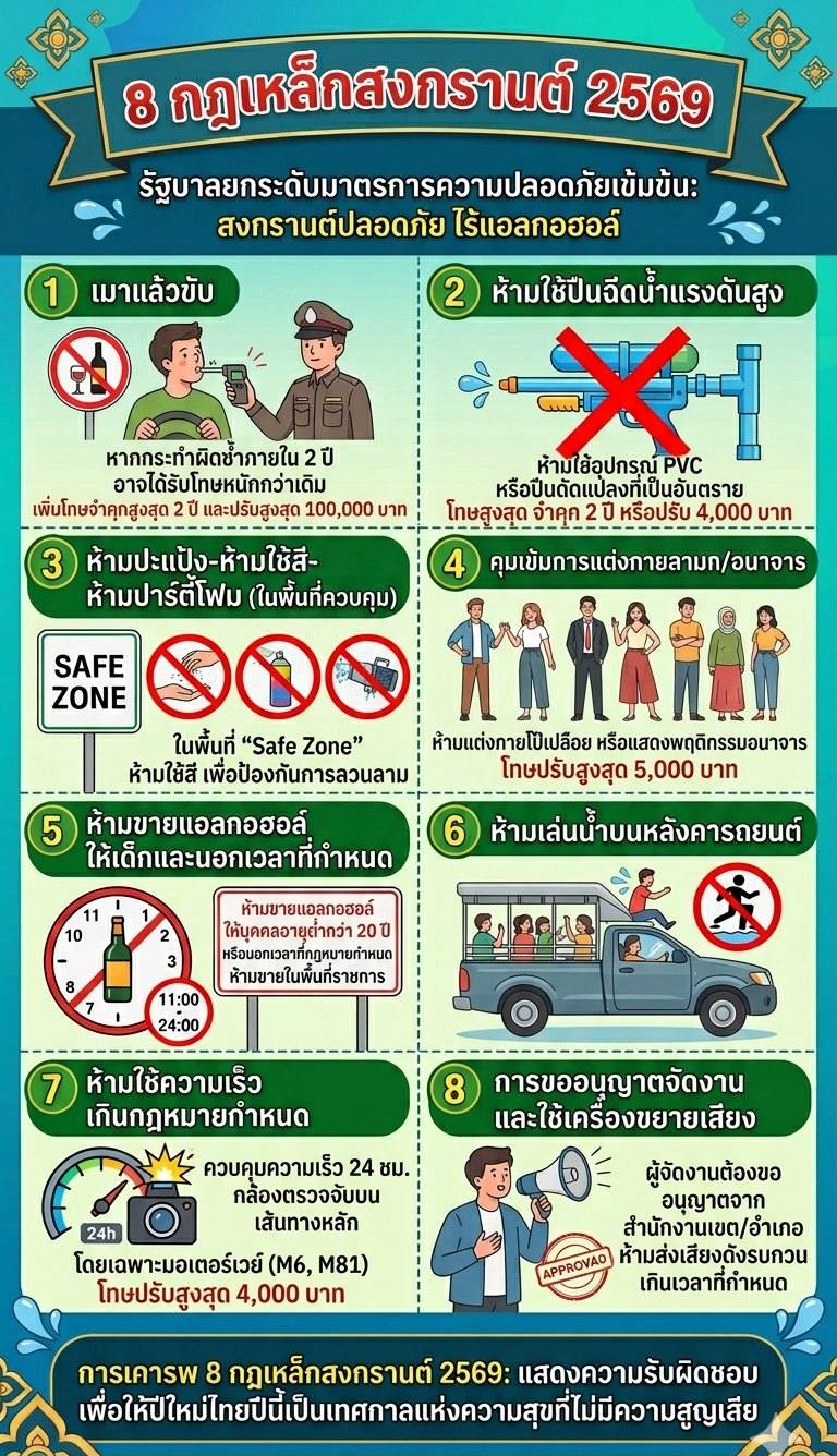 8 กฎเหล็กสงกรานต์ 2569 ยกระดับมาตรการเข้ม