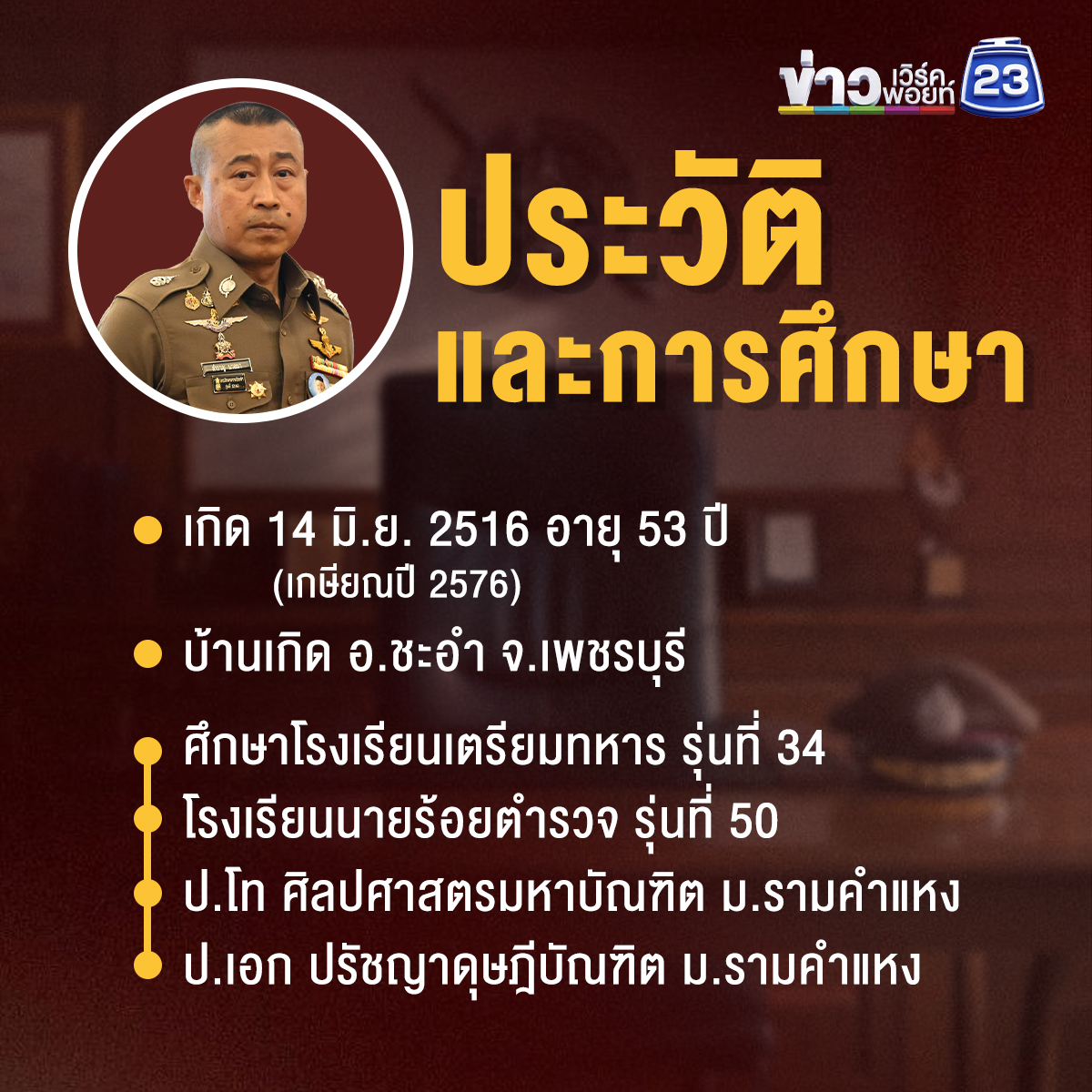 "พิทักษ์ 1" พล.ต.อ.สำราญ นวลมา ผบ.ตร.คนที่ 16