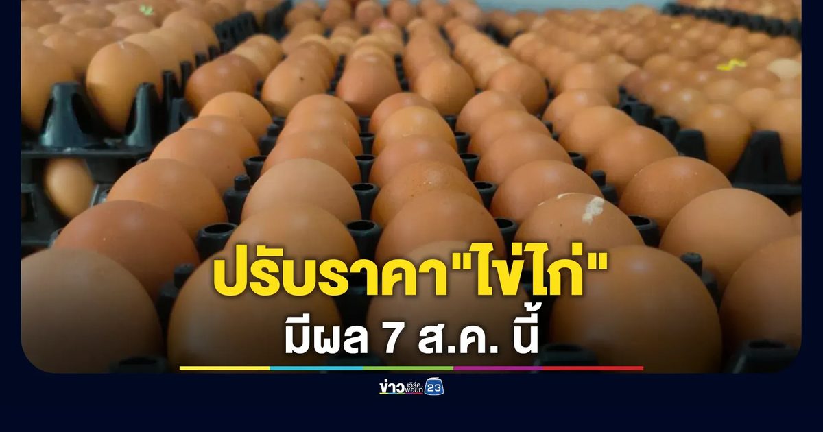 แจ้งปรับราคา"ไข่ไก่"มีผล 7 ส.ค. นี้