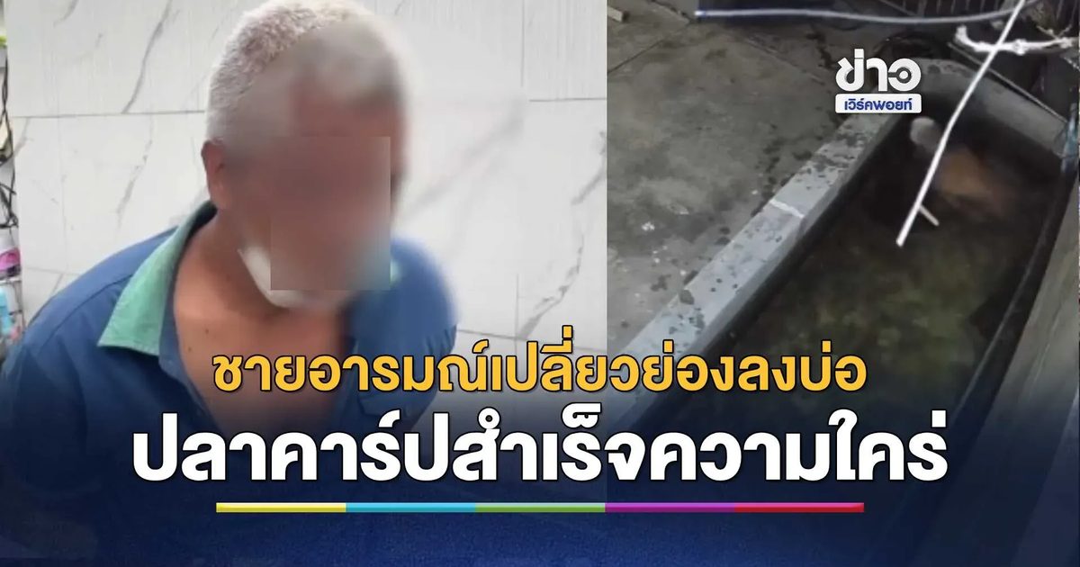 รวบคาหนังคาเขา! ชายอารมณ์เปลี่ยวโดดลงบ่อจับปลาคาร์ปสำเร็จความใคร่