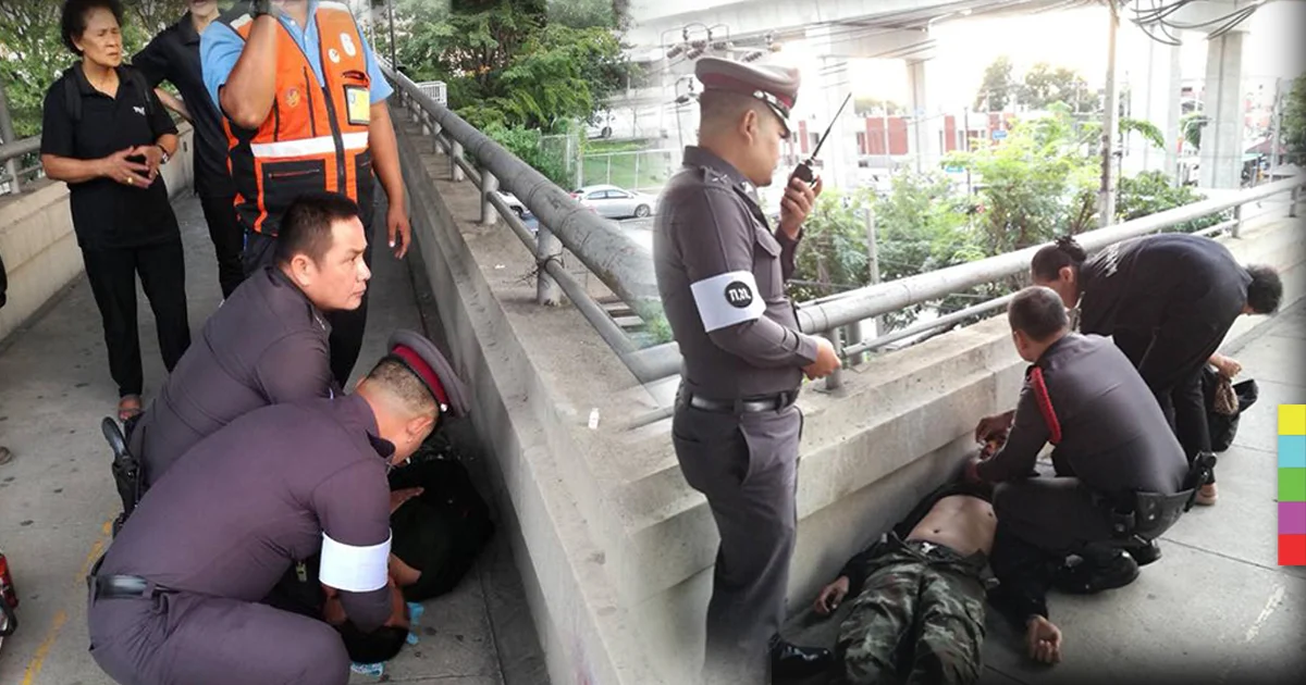 ตำรวจดอนเมือง ช่วยทำ CPR ให้ทหารหมดสติบนสะพานลอย