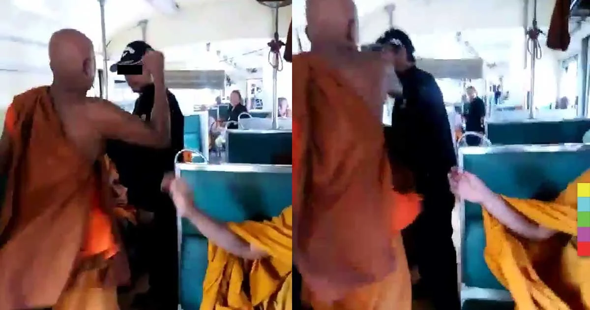หลวงพี่ฉุน ! ต่อยหน้าหนุ่มที่ชี้นิ้วด่าบนรถไฟ