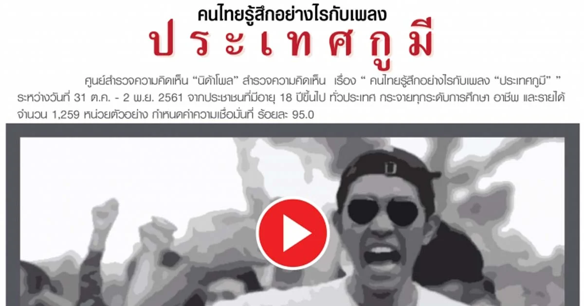 นิด้าโพล เผยเพลง “ประเทศกูมี” แค่สะท้อนความเป็นจริงในสังคม