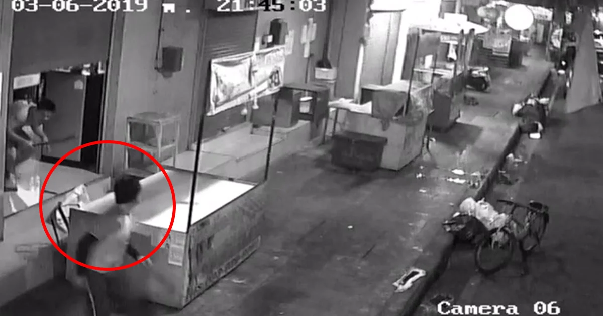 คนร้ายย่องขโมยถังแก๊สร้านเหนียวหมู โดนไล่ฟันหนีไม่คิดชีวิต