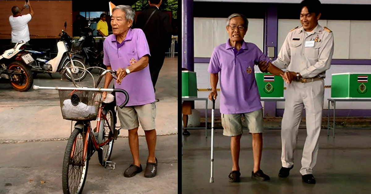 คุณตาวัย 71 ปี ปั่นจักรยาน 3 กม. ทั้งที่ปวดขา มาใช้สิทธิ์เลือกตั้ง
