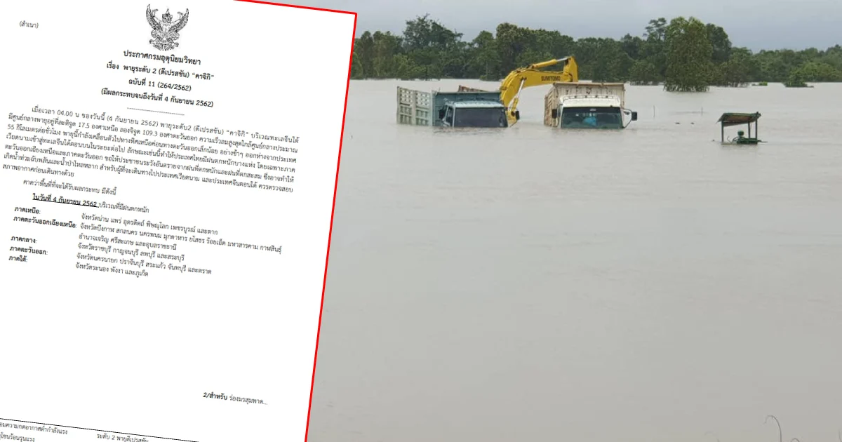 เตือน “พายุคาจิกิ ฉบับสุดท้าย” 29 จังหวัด รับมืออิทธิพลวันนี้ ฝนตกหนักเสี่ยงน้ำท่วมฉับพลัน