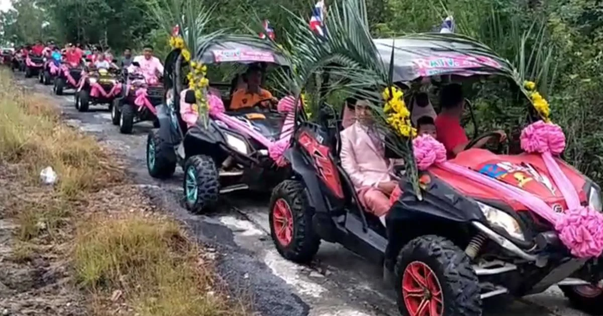 หนุ่มนครนายก แห่ขันหมากสุดแปลกใช้รถ ATV กว่า 20 คัน สู่ขอสาว ร่วมขบวน 200 คน