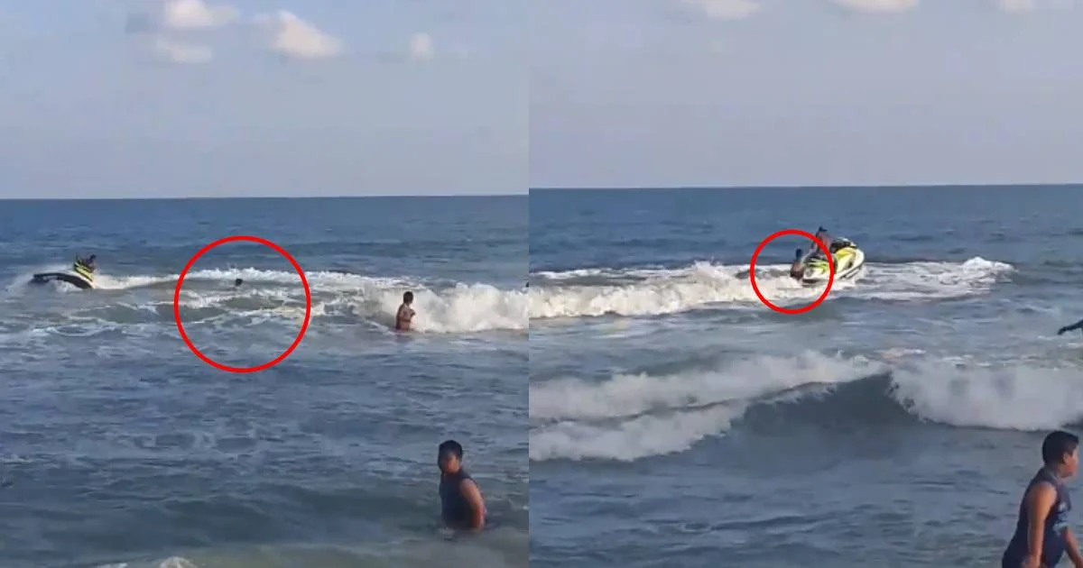 นาทีชีวิต ฮีโร่หนุ่มขี่เจ็ตสกี ช่วยเด็กกำลังจมน้ำหาดเฉวง เกาะสมุย รอดชีวิต
