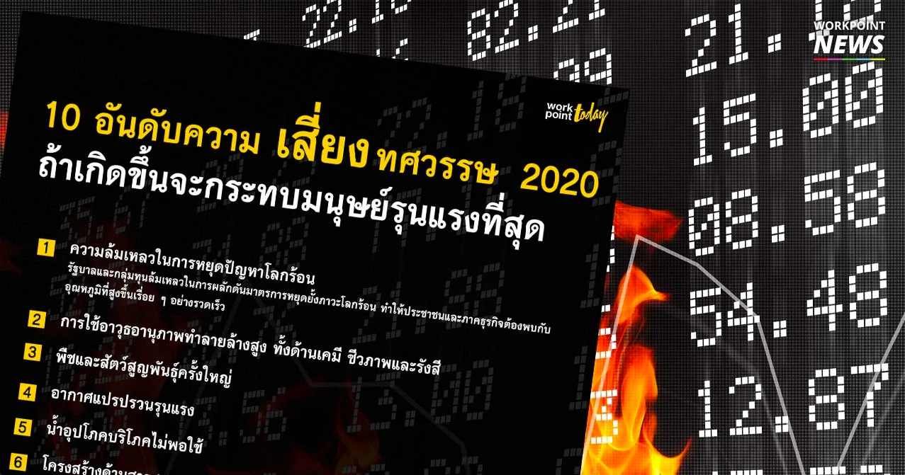 เปิดอันดับ ความเสี่ยง ถ้าเกิดขึ้นในทศวรรษ 2020 จะมีผลกระทบต่อมนุษยชาติที่สุด