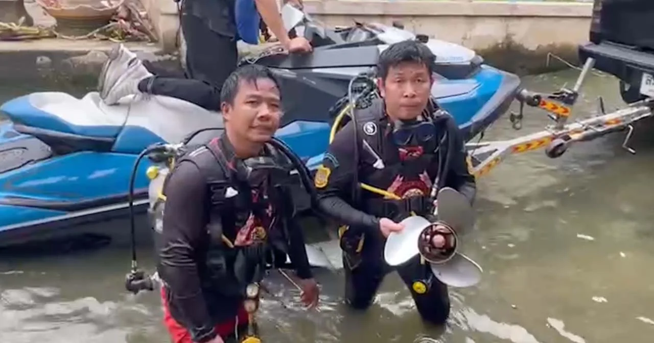 เจอแล้วใบพัดเรือของกลาง ของสปีดโบ๊ทคดี ‘แตงโม’ หลังหลุดตกน้ำขณะจำลองเหตุการณ์