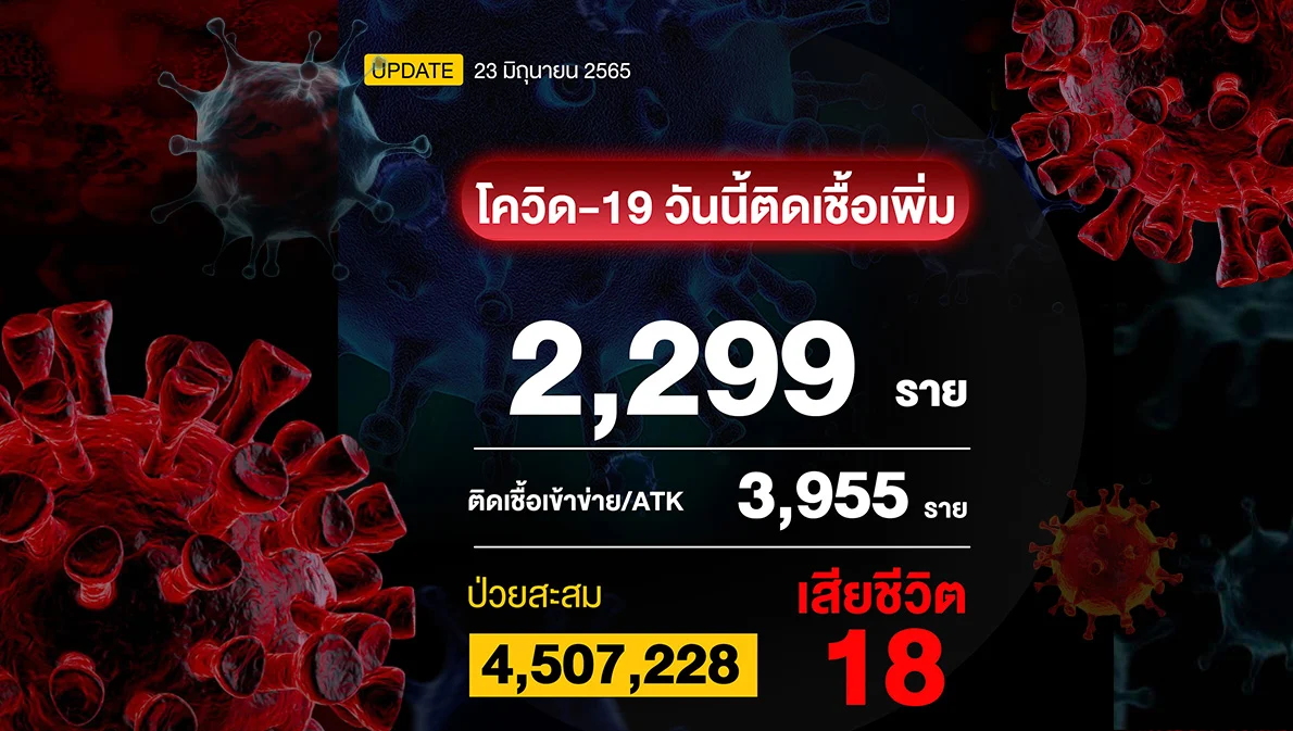 ไทยติดโควิด-19 รวมยอด ATK 6,254 ราย เสียชีวิต 18 ราย ปอดอักเสบ 602 ราย