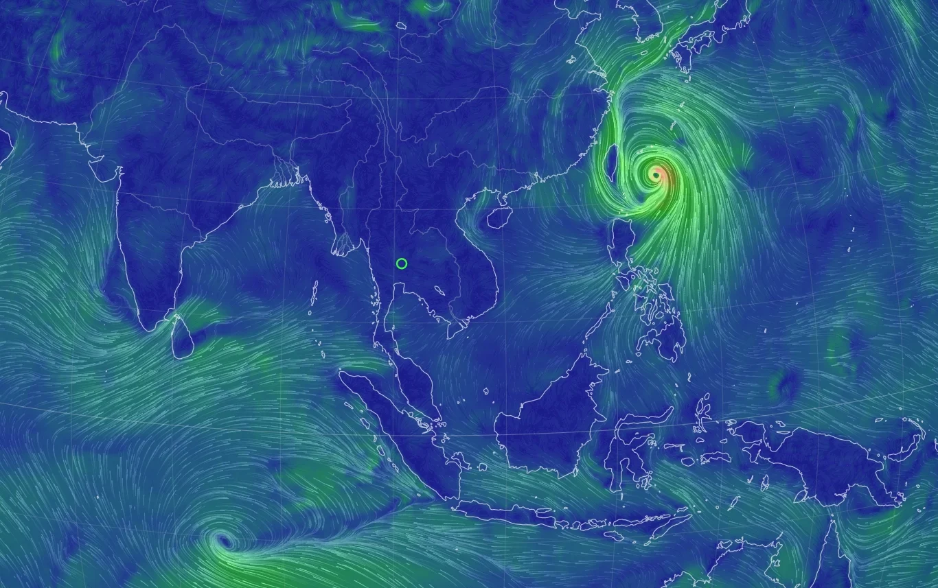 ไต้ฝุ่น ‘หินหนามหน่อ’ ไม่เคลื่อนเข้าไทย แต่ทำให้มีฝนตกเพิ่มมากขึ้น