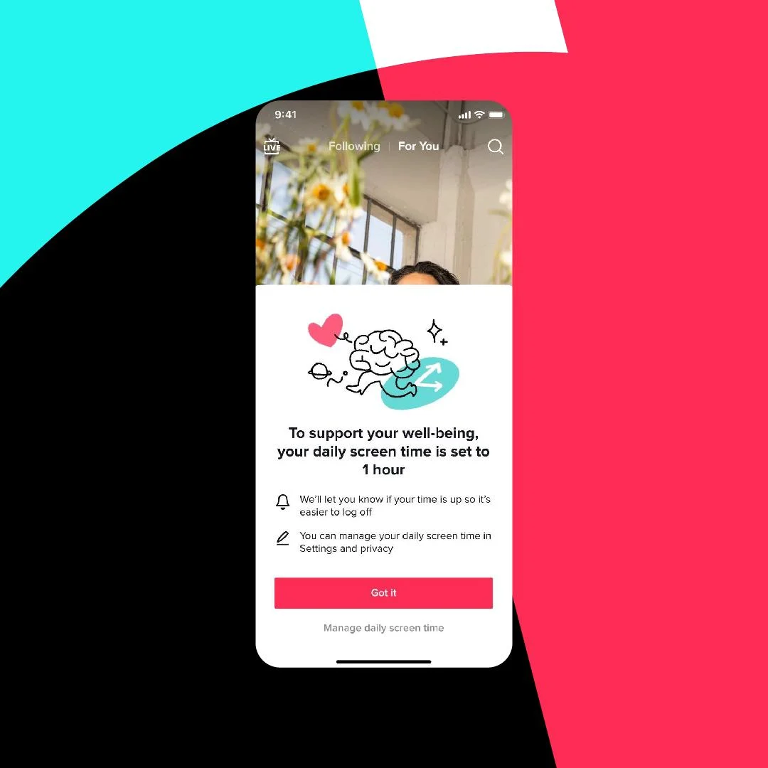 TikTok จะแจ้งเตือนเด็ก ให้พักหน้าจอ เมื่อเล่นนานจนครบ 60 นาที ลดการเสพติด