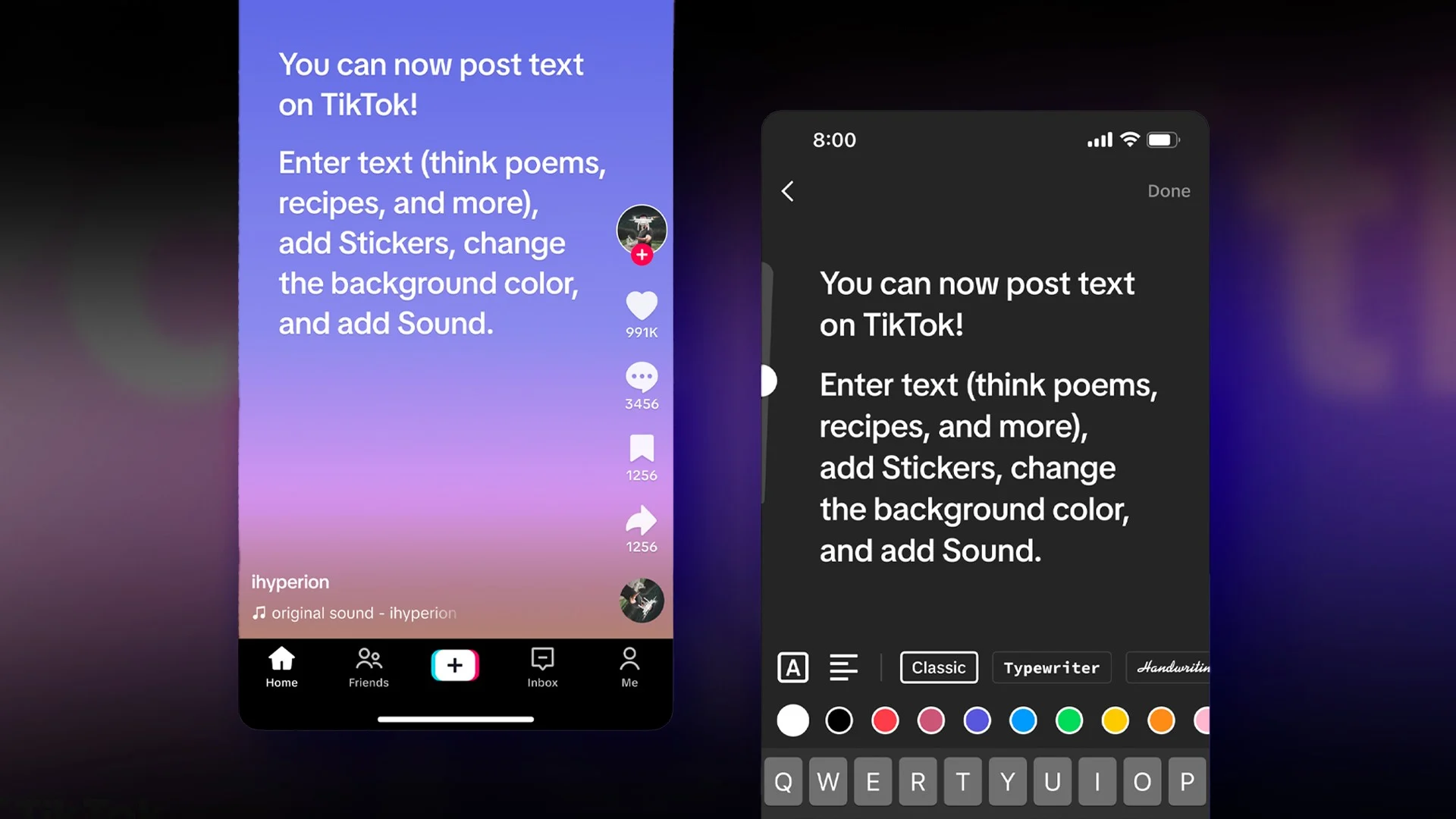 TikTok โพสต์แบบ text ได้ คล้ายโหมด Create ใน IG Stories
