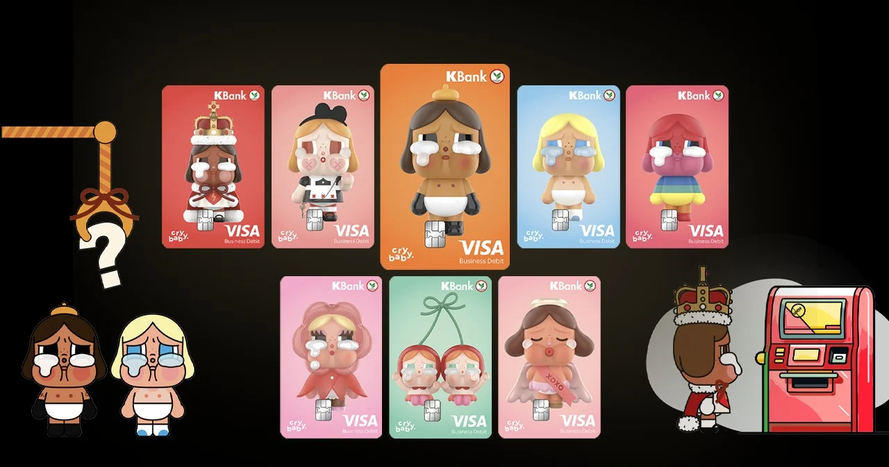 KBank x POP MART  เสิร์ฟกล่องจุ่มบัตรเดบิตลาย CRYBABY