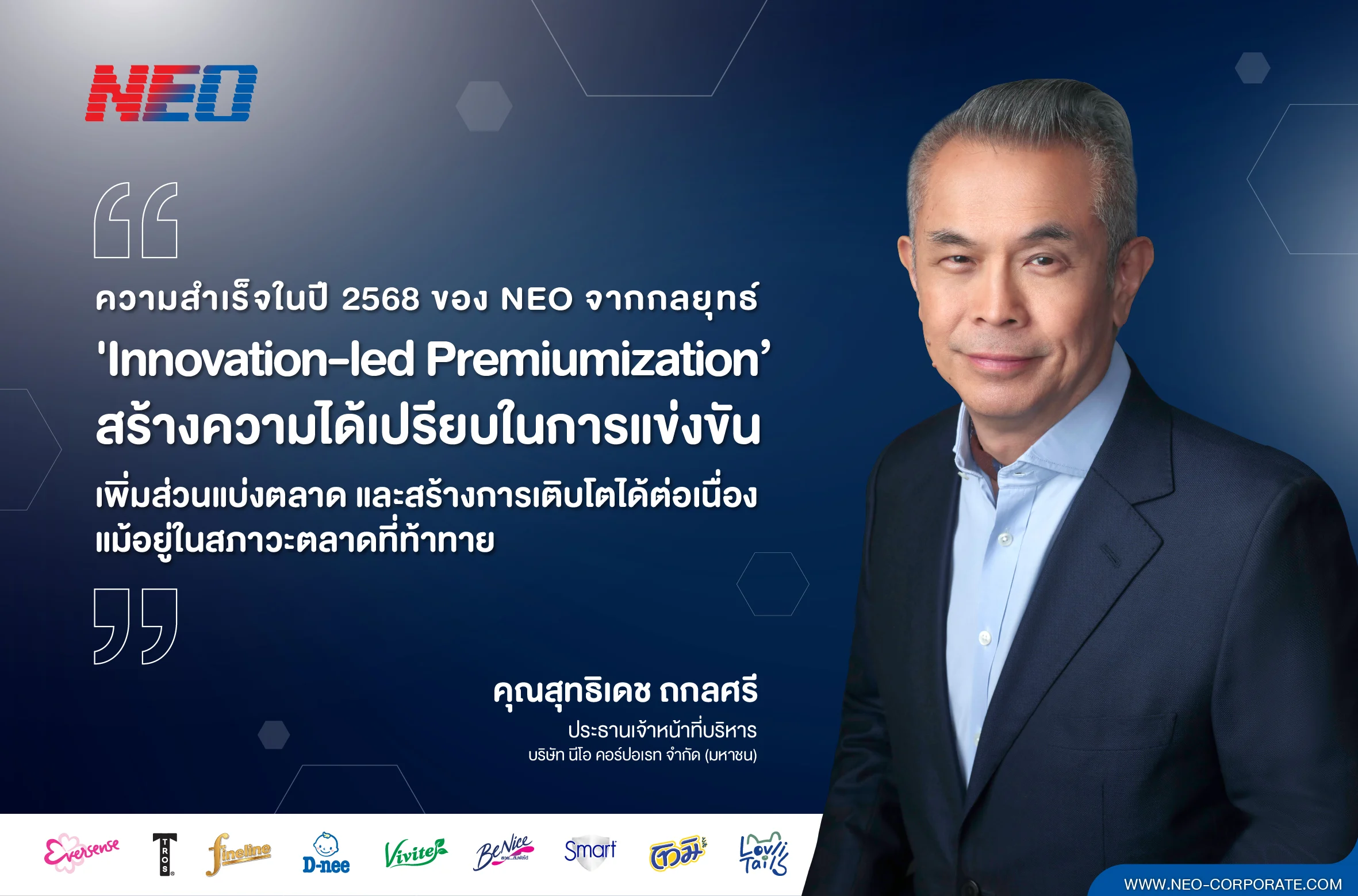 NEO สร้างสถิติใหม่ โชว์ยอดขาย 4Q สูงสุดในประวัติศาสตร์ กวาด Market Share โตเหนือตลาด เตรียมปันผล 1.35 บาท
